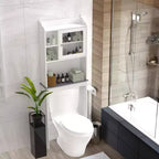 Meuble de rangement Okak de 172 cm au-dessus des toilettes avec étagères ouvertes, meuble de rangement de salle de bain en bois pour la maison, la salle de bain