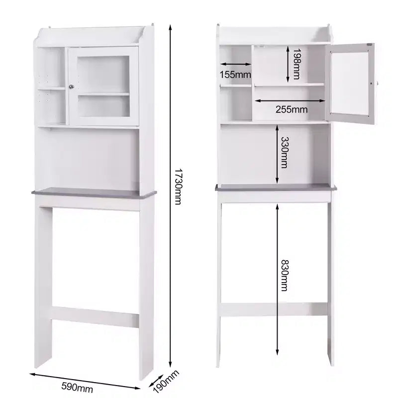 Okak 68 Inch Over Toilet Storage Cabinet with Open Shelves, Wood Bathroom Storage Cabinet for Home, Bathroom