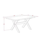 HomeStock Table à manger 6 pièces rectangulaire en bois massif finition chêne naturel avec 1 banc et 4 chaises rembourrées