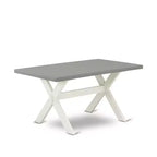HomeStock Table de salle à manger 6 pièces rectangulaire en bois massif brossé blanc lin avec 1 banc et 4 chaises