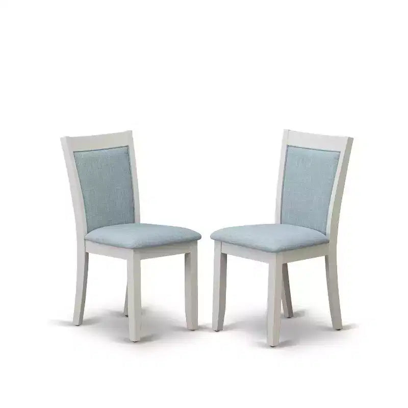 HomeStock Table de salle à manger 6 pièces rectangulaire en bois massif brossé blanc lin avec 1 banc et 4 chaises