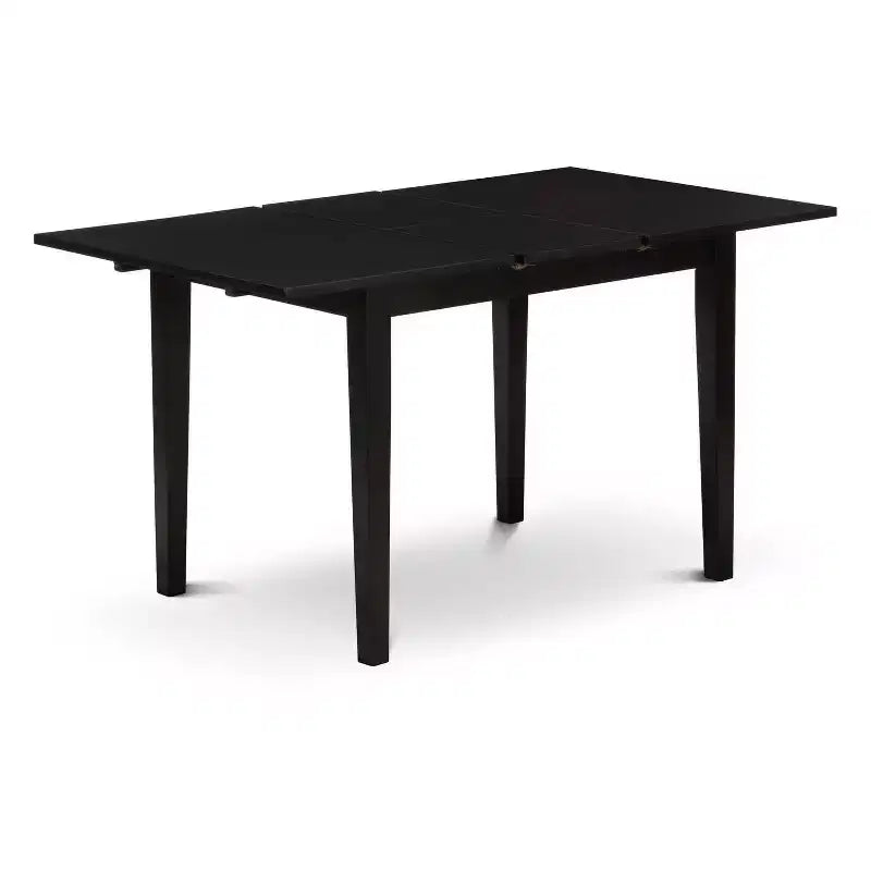 Ensemble de table à manger HomeStock 3 pièces, finition noire, plateau rectangulaire en bois massif avec rallonge papillon