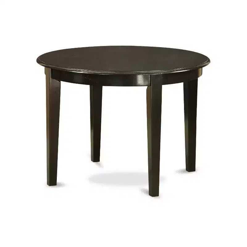Table à manger ronde 5 pièces en bois massif finition cappuccino avec 4 chaises