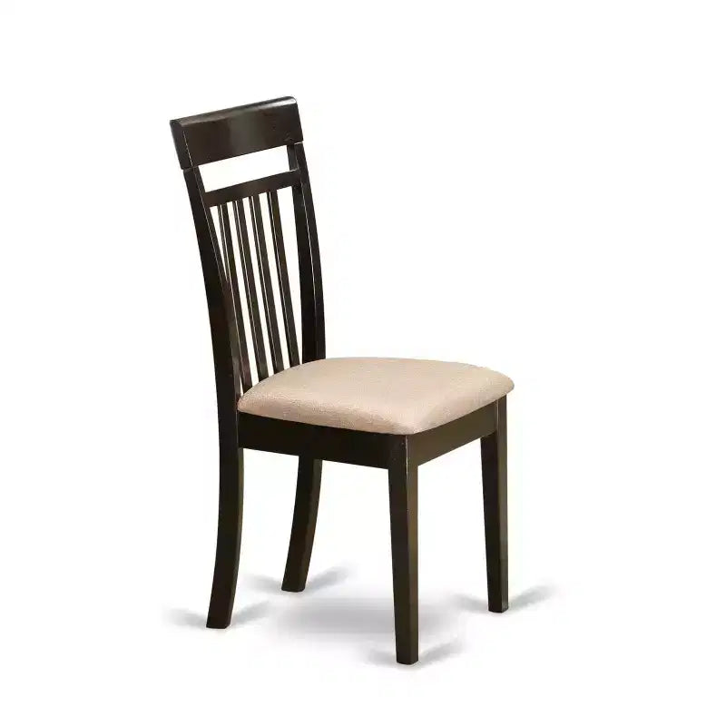 Table à manger ronde 5 pièces en bois massif finition cappuccino avec 4 chaises