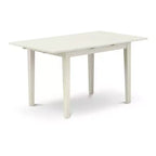 Ensemble de salle à manger 3 pièces HomeStock avec plateau rectangulaire en bois massif, finition blanc lin et rallonge papillon
