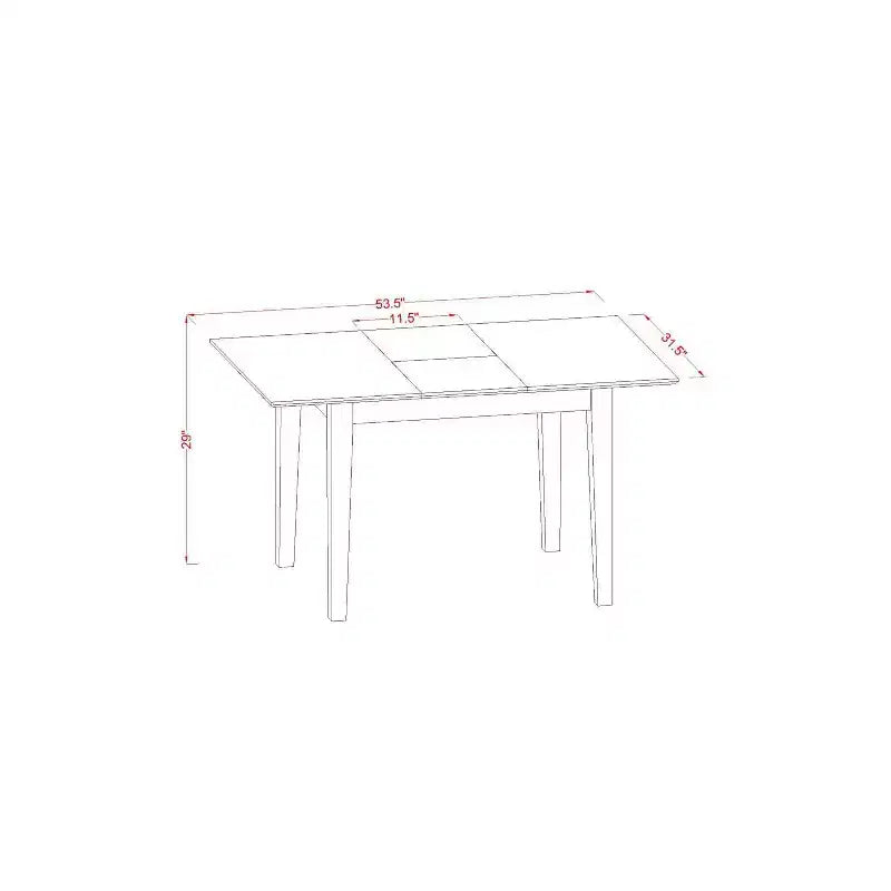 Ensemble de salle à manger 3 pièces HomeStock avec plateau rectangulaire en bois massif, finition blanc lin et rallonge papillon