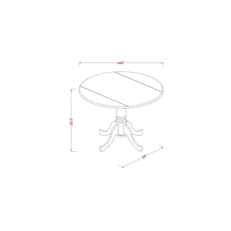 Ensemble de salle à manger rond 3 pièces en bois massif finition acajou - 4 places