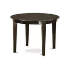 Petit ensemble de table de cuisine ronde 5 pièces - Chaises en lin bleu et pieds couleur cappuccino - Table de salle à manger moderne
