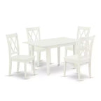 HomeStock 5-Pc Linen White Finish Solid Wood Top-Rectangular Dining Room Set with Butterfly Leaf-Seats 4