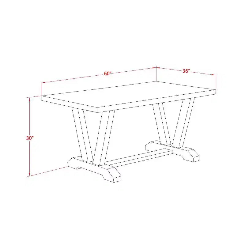 Table à manger HomeStock 7 pièces rectangulaire en bois massif finition jacobine patinée avec 6 chaises Parsons