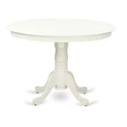 HomeStock 5-Piece Round Linen White Finish Solid Wood Top Dining table with 4 Chairs