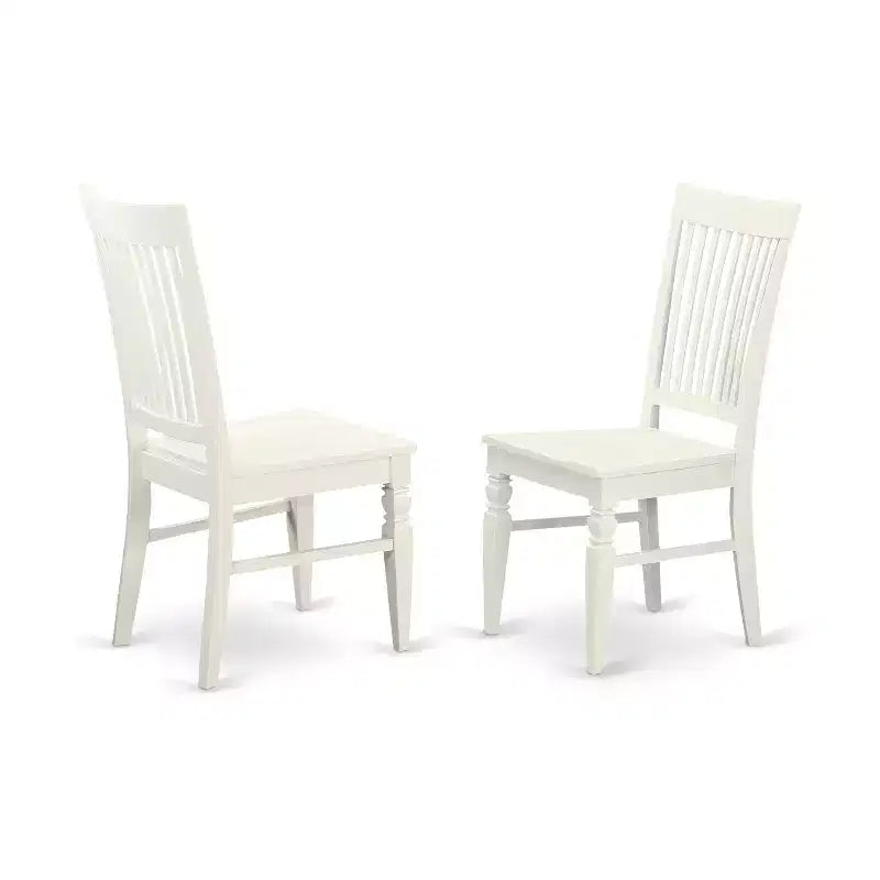 HomeStock Table à manger ronde 5 pièces en lin blanc avec plateau en bois massif et 4 chaises