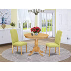 Ensemble table à manger ronde - Table de 36 pouces et 2 chaises - Tissu en lin - Base en bois massif
