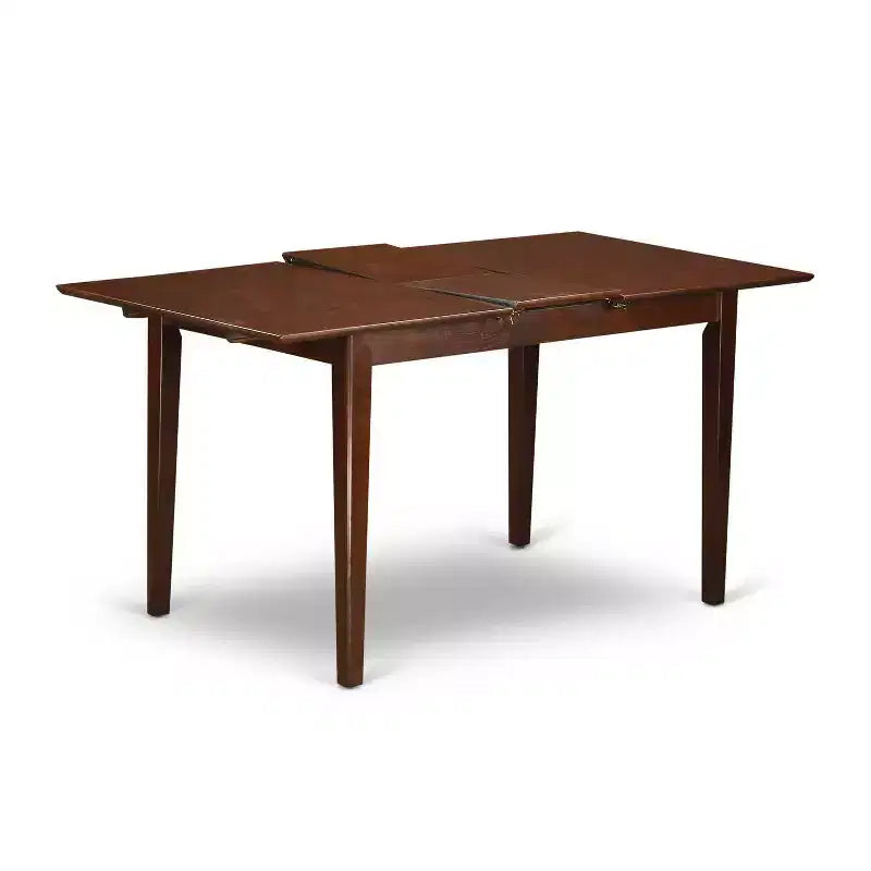 Ensemble de salle à manger 3 pièces HomeStock avec plateau rectangulaire en bois massif finition acajou et rallonge papillon