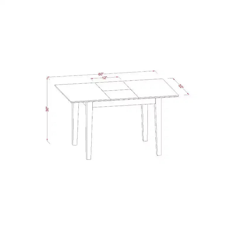 Ensemble de salle à manger 3 pièces HomeStock avec plateau rectangulaire en bois massif finition acajou et rallonge papillon