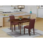 Ensemble de salle à manger 3 pièces HomeStock avec plateau rectangulaire en bois massif finition acajou et rabats