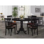 Table à manger ronde 5 pièces HomeStock avec plateau en bois massif finition noire et 4 chaises