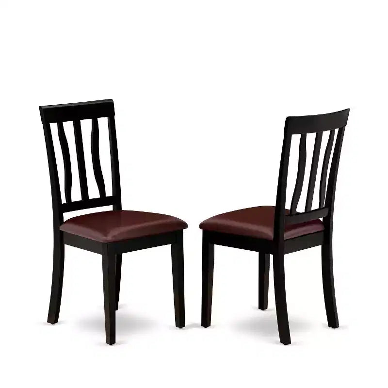 Table à manger ronde 5 pièces HomeStock avec plateau en bois massif finition noire et 4 chaises