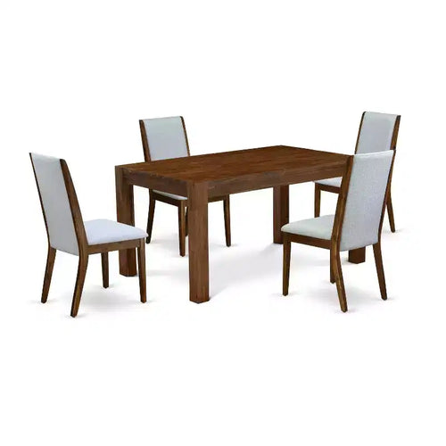 5-Piece Multi-Color Solid Wood Top - Rectangular Dining Room Set - Seats 4
