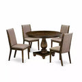 HomeStock 5-Piece Distressed Jacobean Finish Solid Wood Top Dining table with 4 Chairs