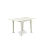 Ensemble de salle à manger 3 pièces HomeStock, dessus rectangulaire en bois massif à rallonges, finition blanc lin