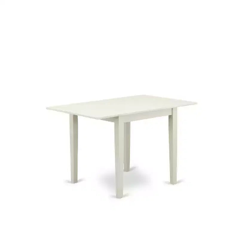 Ensemble de salle à manger 3 pièces HomeStock, dessus rectangulaire en bois massif à rallonges, finition blanc lin