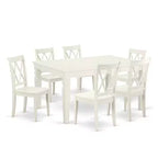 Rectangular Dining Table Set 7Pc - 42x60 Inch Table with 6 Double X Back Chairs - Kitchen Dining Room Set