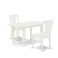 HomeStock 3-Piece Linen White Finish Rectangular Solid Wood Top with Butterfly Leaf Dining Table Set