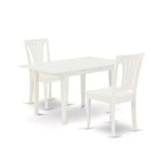 HomeStock 3-Piece Linen White Finish Rectangular Solid Wood Top with Butterfly Leaf Dining Table Set