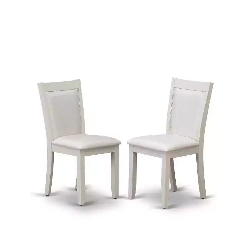 Table de salle à manger HomeStock 5 pièces, plateau en bois massif, finition brossée blanc lin, avec 4 chaises