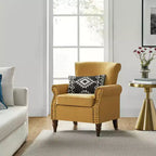 Fauteuil rembourré Cythnus avec pieds en bois massifHULALA HOME-MOUTARDE