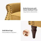 Fauteuil rembourré Cythnus avec pieds en bois massifHULALA HOME-MOUTARDE