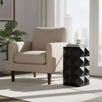 Table d'appoint Homy Casa, table d'appoint géométrique en bois massif sculpté, table d'appoint noire pour salon, chambre à coucher