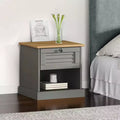 Bedside Cabinet Grey Solid pine wood, engineered wood, metal