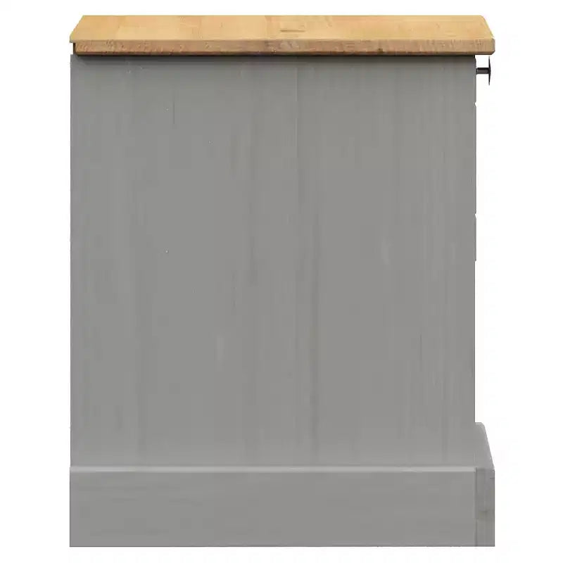 Table de chevet Gris Bois de pin massif, bois d'ingénierie, métal