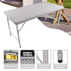 Table pliante en rotin 120 cm - Table de pique-nique portable robuste pour fêtes, repas, camping avec poignée