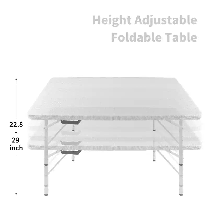 Table pliante en rotin 120 cm - Table de pique-nique portable robuste pour fêtes, repas, camping avec poignée