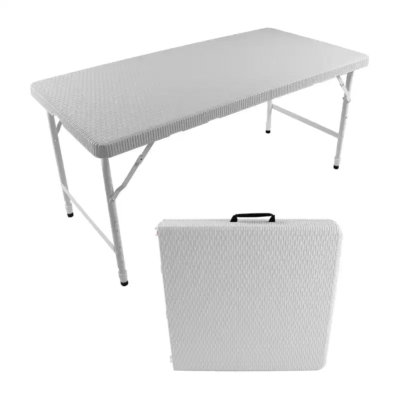 Table pliante en rotin 120 cm - Table de pique-nique portable robuste pour fêtes, repas, camping avec poignée