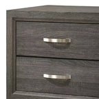 Table de chevet moderne Royal Hampton 2 tiroirs de 25 pouces, poignée en métal, finition feuille grise
