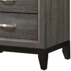 Table de chevet moderne Royal Hampton 2 tiroirs de 25 pouces, poignée en métal, finition feuille grise