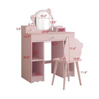 Coiffeuse pour enfants avec tiroirs et étagères – Table de maquillage pour enfants, parfaite pour les salles de jeux et les chambres à coucher