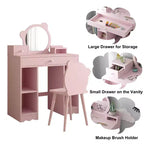 Coiffeuse pour enfants avec tiroirs et étagères – Table de maquillage pour enfants, parfaite pour les salles de jeux et les chambres à coucher