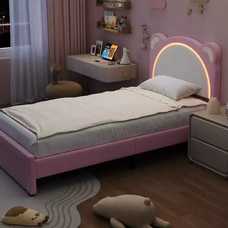 Cadre de lit double, Cadre de lit plateforme rembourré avec tête de lit réglable et LED intelligente, Support à lattes en bois, Aucun sommier tapissier requis