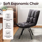 Chaise de salle à manger tapissée Bestier, chaise de cuisine individuelle en cuir PU, chaise de bureau ergonomique, chaise de table douce de 47 cm de hauteur d'assise, noire