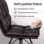 Chaise de salle à manger tapissée Bestier, chaise de cuisine individuelle en cuir PU, chaise de bureau ergonomique, chaise de table douce de 47 cm de hauteur d'assise, noire