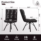 Chaise de salle à manger tapissée Bestier, chaise de cuisine individuelle en cuir PU, chaise de bureau ergonomique, chaise de table douce de 47 cm de hauteur d'assise, noire