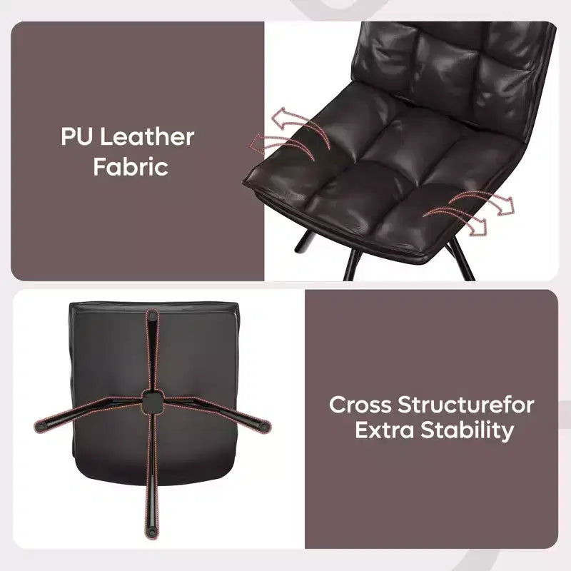 Chaise de salle à manger tapissée Bestier, chaise de cuisine individuelle en cuir PU, chaise de bureau ergonomique, chaise de table douce de 47 cm de hauteur d'assise, noire