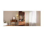 Armoire penderie en forme de V à 2 portes et tiroirs, Armoire de chambre haute en bois de 180,5 cm avec tringle à vêtements, Armoire autoportante