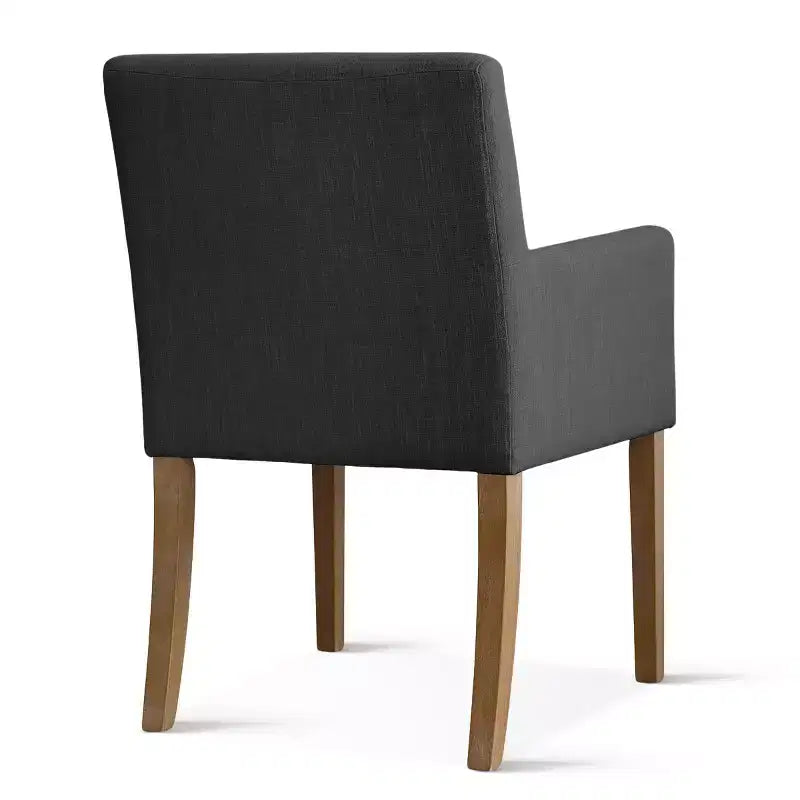 Lot de 2 chaises de salle à manger en lin avec accoudoirs, chaises de cuisine modernes avec pieds en bois, fauteuils pour salle à manger ou salon - Panipeachy