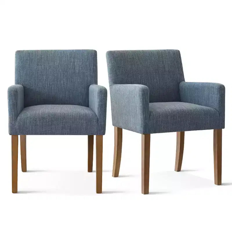 Lot de 2 chaises de salle à manger en lin avec accoudoirs, chaises de cuisine modernes avec pieds en bois, fauteuils pour salle à manger ou salon - Panipeachy